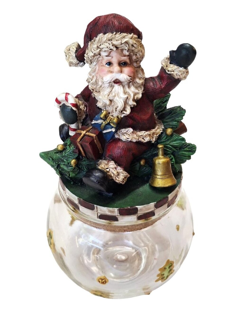Santa Claus Glass Jar With Decorative Lid Christmas-Themed Storage Container Han